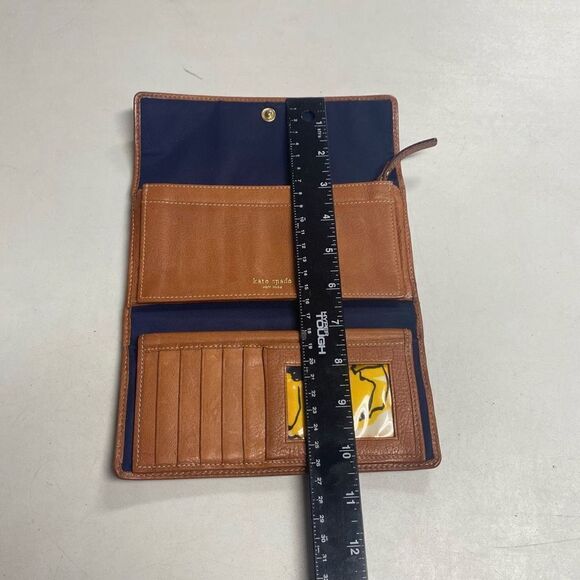 KATE SPADE Women’s Wallet P091 Blue Tan Yellow 4X7.5 With Checkbook Holder - Picture 5 of 15